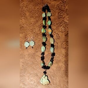 Stunning Green and Brown Necklace with Unique Beads